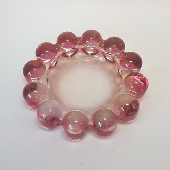 Set of 4 Vintage Boopie Glass Nova Candlewick Bubble Glass Ashtray Candle Holder - Picture 12 of 16